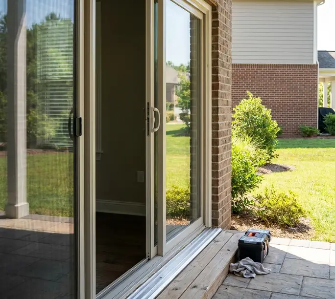 Sliding door gliding smoothly after WowFix roller service near Morrisville