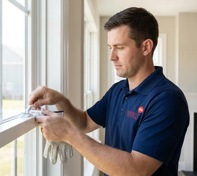 Window lock serviced during a whole-house hardware visit in Garner