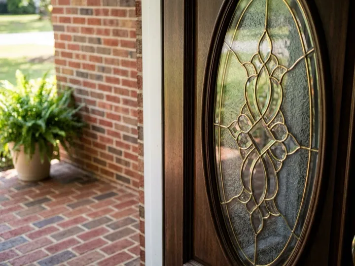 Entry door decorative glass panel replaced with new sealed glass