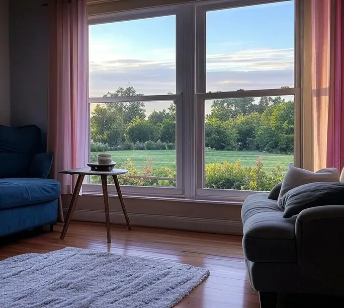 Living room windows sealed snug for the cold season