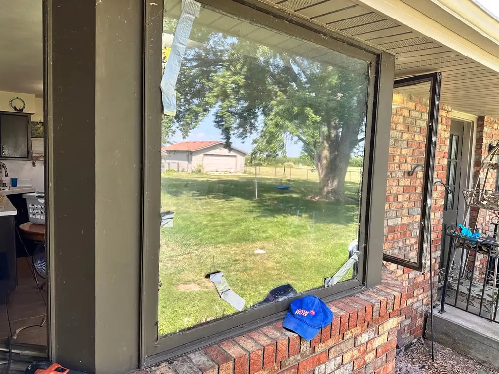 Picture window with its glass removed during a WowFix glass replacement