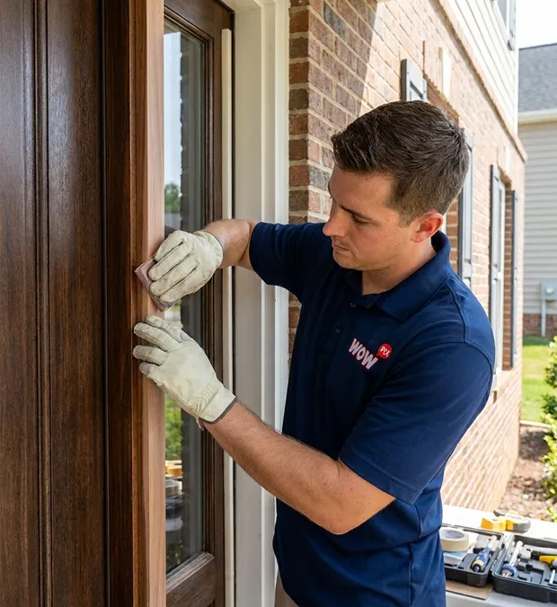 WowFix technician restoring a door from the exterior
