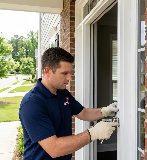 WowFix technician working a door from the exterior