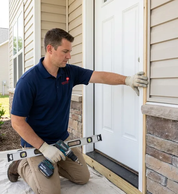 WowFix technician fitting a door on install day