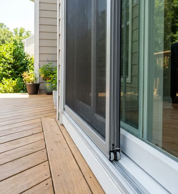 WowFix-serviced screen door gliding on its track at a Mooresville home