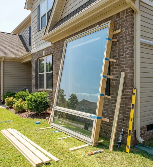 WowFix building a made-to-measure glass unit for a Cary window