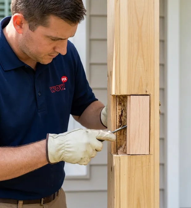 WowFix technician probing wood during a Durham rot assessment