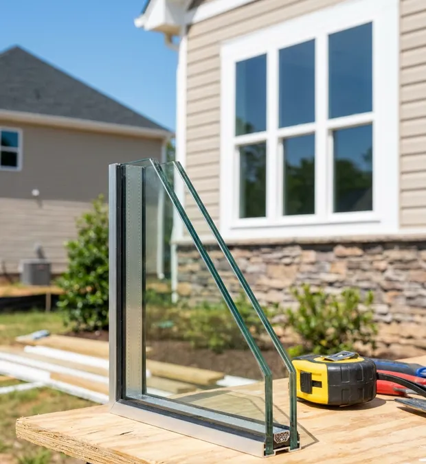 Insulated glass unit cross-section with rigid aluminum spacer — WowFix builds units to measure