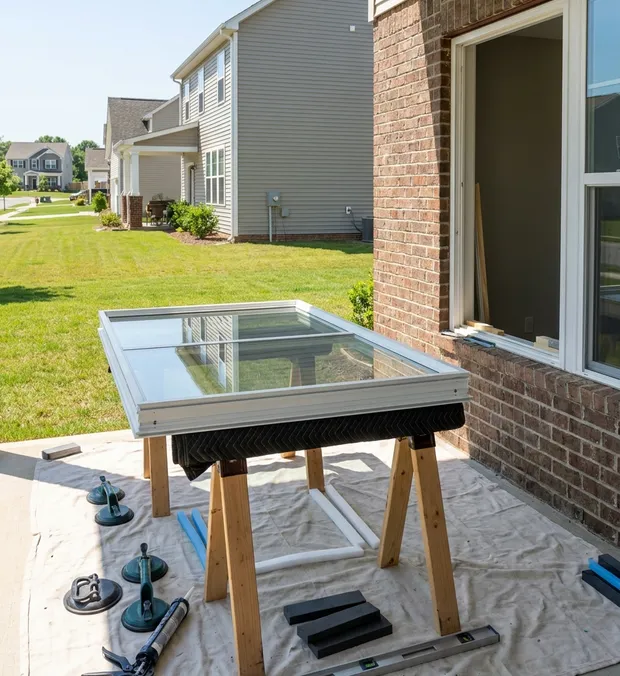 WowFix assembling a made-to-measure insulated glass unit for a Huntersville window
