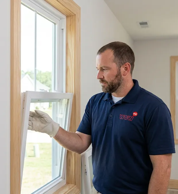 WowFix technician setting a new sash on install day