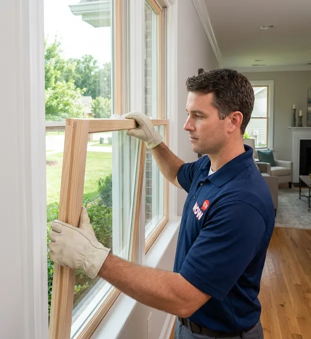WowFix technician fitting a replacement sash