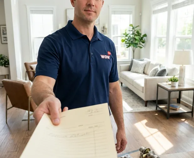 WowFix technician confirming a written hardware price in Lexington NC