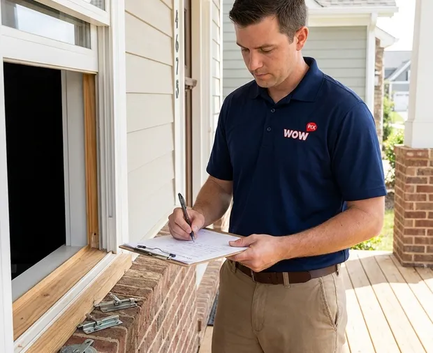 WowFix technician confirming a written hardware price in Garner NC