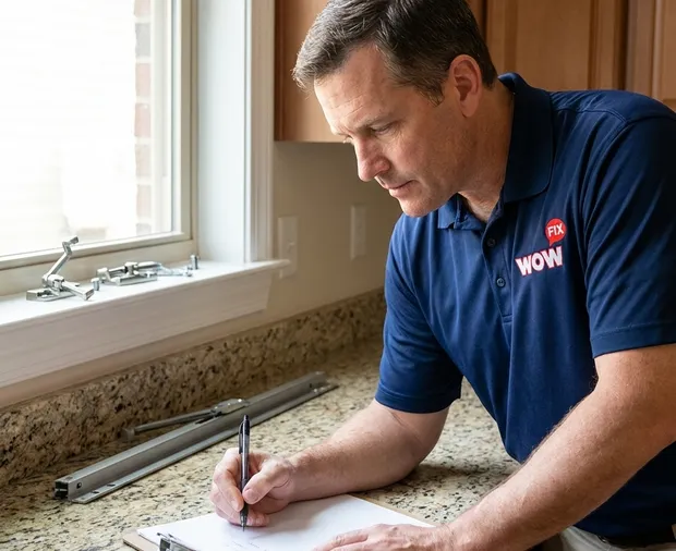 WowFix technician confirming a written hardware price in Wake Forest NC