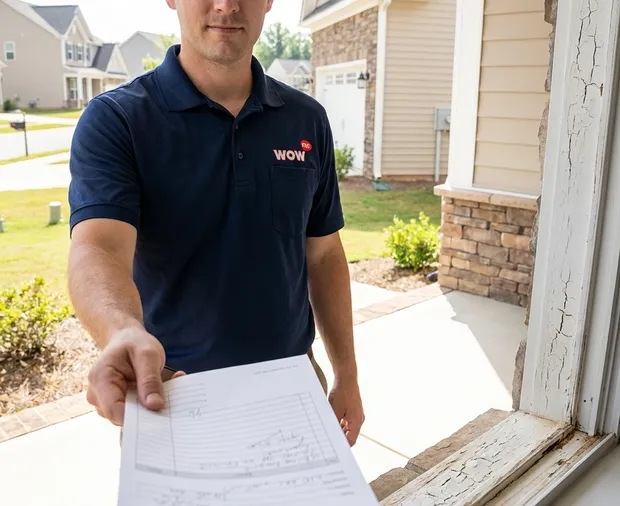 WowFix technician confirming a written rot repair price in Greensboro NC
