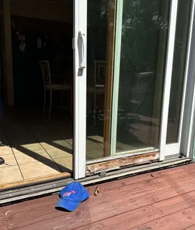 Sliding patio door rotted bottom mid-repair by WowFix