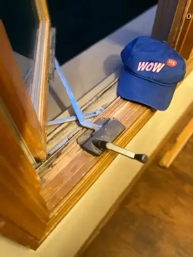 Worn window mechanism removed — WowFix cap beside it