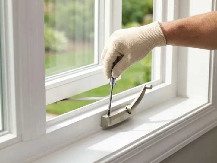Casement window crank operator repaired at the bottom rail