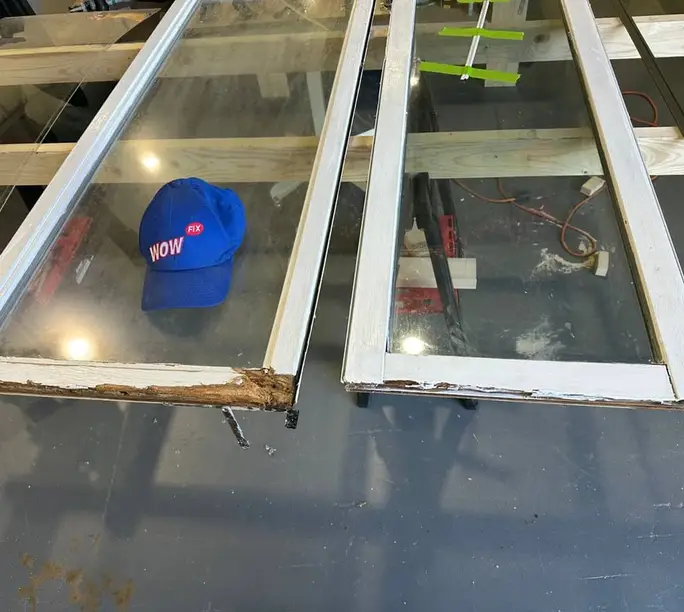 Wood window sashes on the WowFix restoration bench