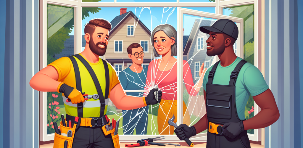 An illustration depicting emergency window repair services in action.