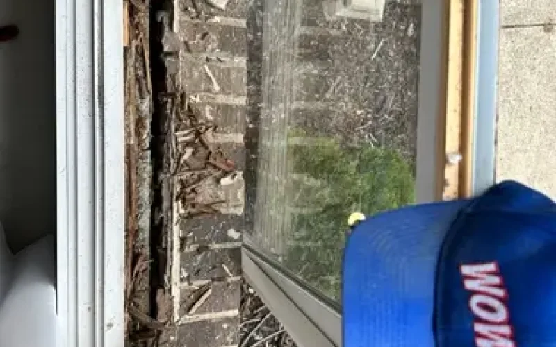 Image displaying a severely rotted window frame, illustrating the urgency and necessity of professional repair to restore its structural integrity and visual appeal.